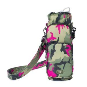 Lug Huggie Crossbody Bottle Holder - Camo Orchid, Unisex Travel Pouch